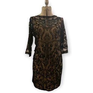 Black 20s Style Net Overlay Dress